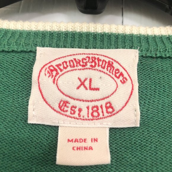 Brooks Brothers mens long sleeve crew neck wool blend argyle sweater green XL - Picture 2 of 4